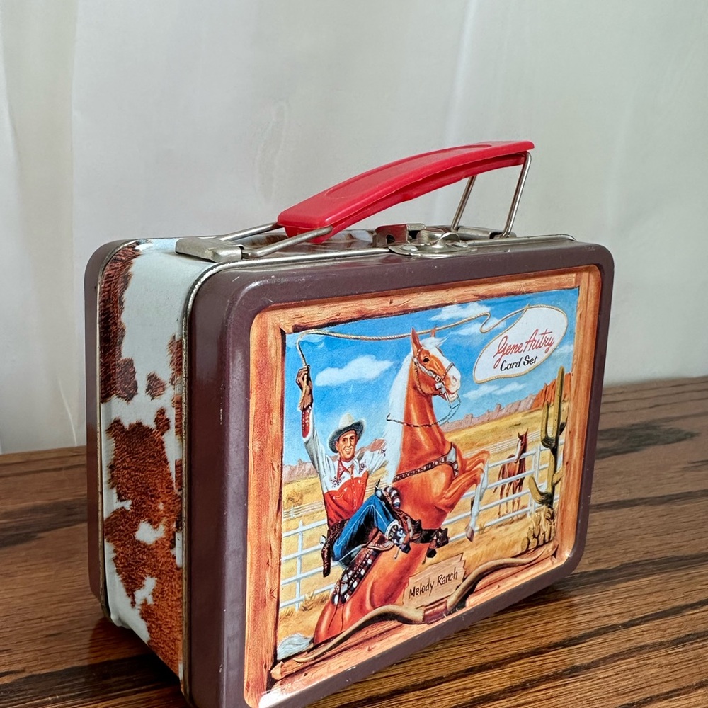 Vintage New In Package Collectible Gene Autry Cowboy Lunchbox With Trading Cards